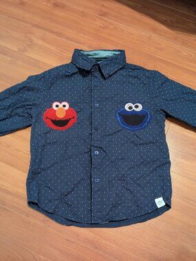 Elmo Button Down Shirt Cookie Monster Birthday Outfit Sesame Street Clothes